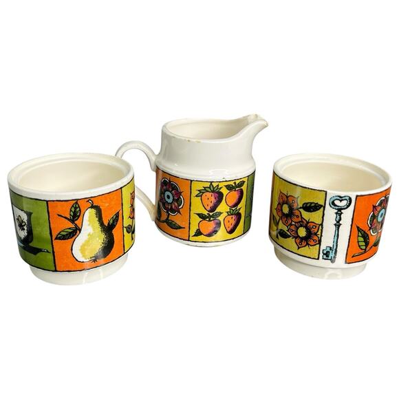 Holt Howard 1964 Early American Creamer and 2 Sugar Dishes No Lids S&P Labels - Picture 1 of 9